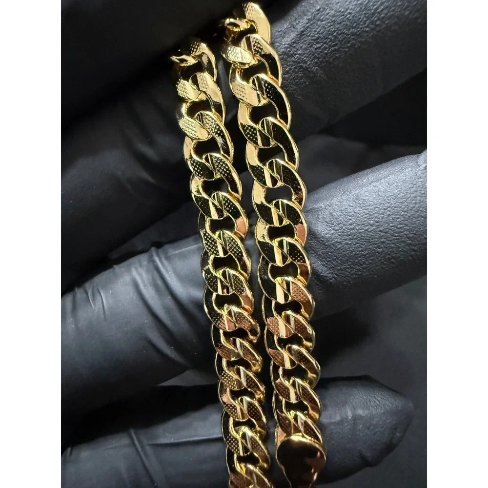 concave cuban gold layered bracelet 8 inch 7 mm lobster clasp